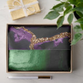 Blauw/Blauwgroen/Paars Agate met goudveinen Tissuepapier (Geschenk)