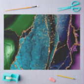 Blauw/Blauwgroen/Paars Agate met goudveinen Tissuepapier (Craft)