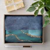Blauw/Blauwgroen/Paars Agate met goudveinen Tissuepapier (Geschenk)