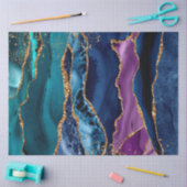 Blauw/Blauwgroen/Paars Agate met goudveinen Tissuepapier (Craft)