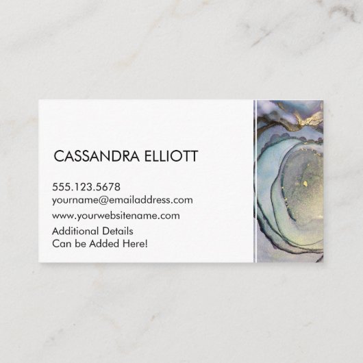 Blauw Blauwgroen Paars en goudalcohol Vloeibare in Visitekaartje (Achterkant)