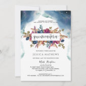 Blauw, Blauwgroen, Paarse en Fuchsia Elegant Quinc Kaart (Voorkant)