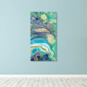Blauw Blauwgroen Paarse Turquoise Marmer Abstracte Canvas Afdruk (Insitu (Houten vloer))
