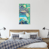 Blauw Blauwgroen Paarse Turquoise Marmer Abstracte Canvas Afdruk (Insitu (Slaapkamer))