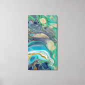 Blauw Blauwgroen Paarse Turquoise Marmer Abstracte Canvas Afdruk (Voorkant)