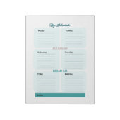 Blauw Blauwgroen Planner Schema Wekelijks Notitieblok (Linkerzijde)