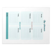 Blauw Blauwgroen Planner Schema Wekelijks Notitieblok (Voorkant)