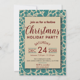 Blauw Blauwgroen Retro Gezellige Vibe Kerstvakanti Kaart