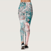 Blauw Blauwgroen Roos Galaxy Glitter Elegant Desig Leggings (Achterkant)