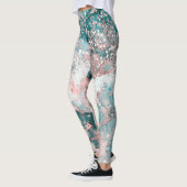 Blauw Blauwgroen Roos Galaxy Glitter Elegant Desig Leggings (Links)