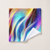 Blauw Blauwgroen Roze Geel Wavy Abstractie Bad Handdoek (Wasdoekje)