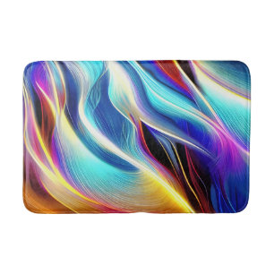 Blauw Blauwgroen Roze Geel Wavy Abstractie Badmat