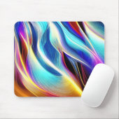 Blauw Blauwgroen Roze Geel Wavy Abstractie Muismat (Met muis)