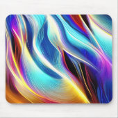 Blauw Blauwgroen Roze Geel Wavy Abstractie Muismat (Voorkant)