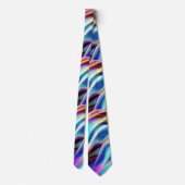 Blauw Blauwgroen Roze Geel Wavy Abstractie Stropdas (Achterkant)