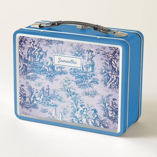  blauw blauwgroen Toile de Jouy bedrukt (Achterkant)