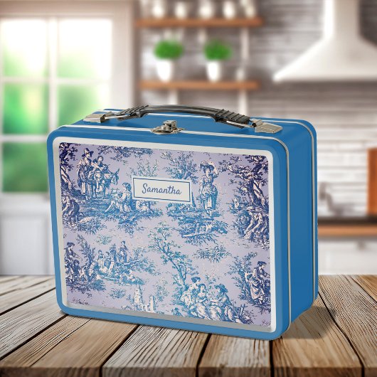 blauw blauwgroen Toile de Jouy bedrukt