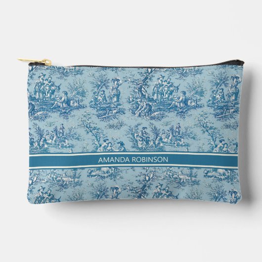  blauw blauwgroen Toile de Jouy bedrukt Etui (Voorkant)