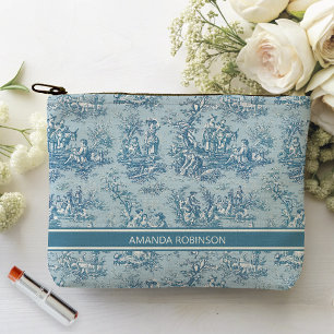  blauw blauwgroen Toile de Jouy bedrukt Etui