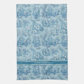 blauw blauwgroen Toile de Jouy bedrukt Theedoek (Verticaal)