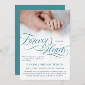 Blauw Blauwgroen voor eeuwig in ons hart Baby-herd Aankondiging (Voorkant / Achterkant)