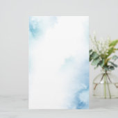 Blauw Blauwgroen Waterverf Abstract Lijst Briefpapier (Staand voorkant)