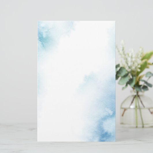 Blauw Blauwgroen Waterverf Abstract Lijst Briefpapier (Staand voorkant)