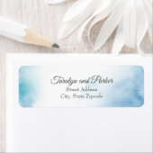 Blauw Blauwgroen Waterverf Abstract Lijst Etiket (Insitu)