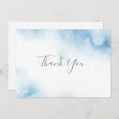 Blauw Blauwgroen Waterverf Abstract Lijst Hartelij Bedankkaart (Voorkant / Achterkant)