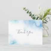 Blauw Blauwgroen Waterverf Abstract Lijst Hartelij Bedankkaart (Staand voorkant)