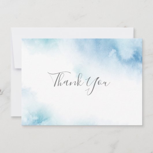 Blauw Blauwgroen Waterverf Abstract Lijst Hartelij Bedankkaart (Voorkant)