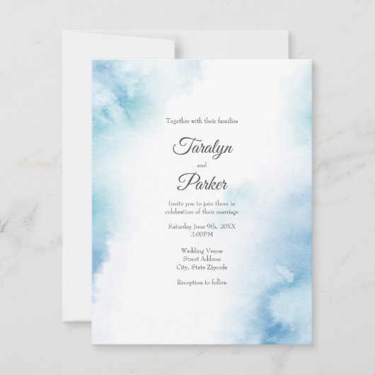 Blauw Blauwgroen Waterverf Abstract Lijst Kaart (Voorkant)