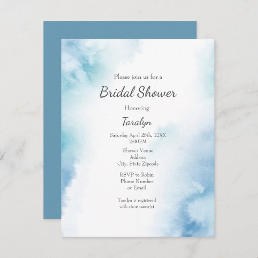 Blauw Blauwgroen Waterverf Abstract Lijst Kaart (Voorkant / Achterkant)