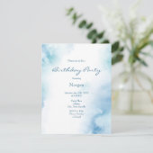 Blauw Blauwgroen Waterverf Abstract Lijst Kaart (Staand voorkant)