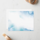 Blauw Blauwgroen Waterverf Abstract Lijst Notitiekaartje (Voorkant / Achterkant in situ)