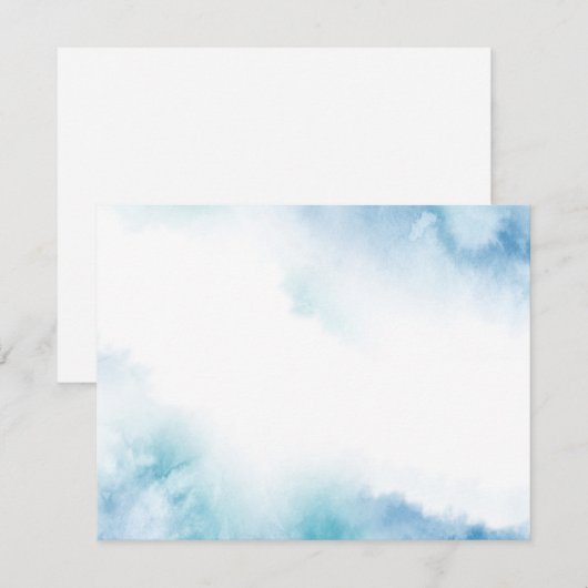 Blauw Blauwgroen Waterverf Abstract Lijst Notitiekaartje (Voorkant / Achterkant)