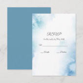 Blauw Blauwgroen Waterverf Abstract Lijst RSVP Kaartje (Voorkant / Achterkant)