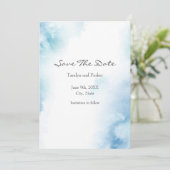 Blauw Blauwgroen Waterverf Abstract Lijst Save The Date (Staand voorkant)