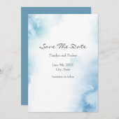 Blauw Blauwgroen Waterverf Abstract Lijst Save The Date (Voorkant / Achterkant)