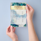 Blauw Blauwgroen Waterverf en Gouden Folie prijsli Flyer (Hand)