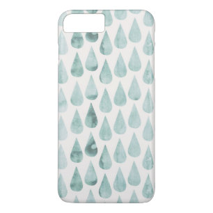 Blauw/Blauwgroen Waterverf Groot Raindrop Patroon iPhone 8/7 Plus Hoesje