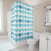 Blauw blauwgroen waterverf hart douchegordijn (In situ)