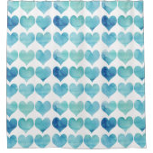 Blauw blauwgroen waterverf hart douchegordijn (Voorkant)