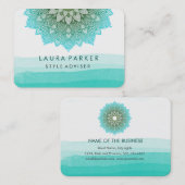 Blauw Blauwgroen Waterverf Lotus Floral Mandala Yo Visitekaartje (Voorkant / Achterkant)