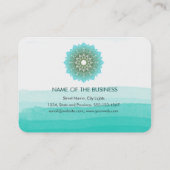 Blauw Blauwgroen Waterverf Lotus Floral Mandala Yo Visitekaartje (Achterkant)