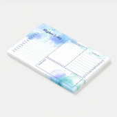 Blauw Blauwgroen Waterverf Vlekken Dagelijkse Plan Post-it® Notes (Schuin)
