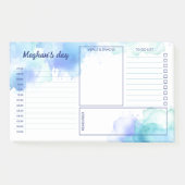 Blauw Blauwgroen Waterverf Vlekken Dagelijkse Plan Post-it® Notes (Voorkant)