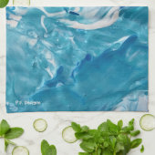 Blauw Blauwgroen wit Abstract acryl Theedoek (Gevouwen)