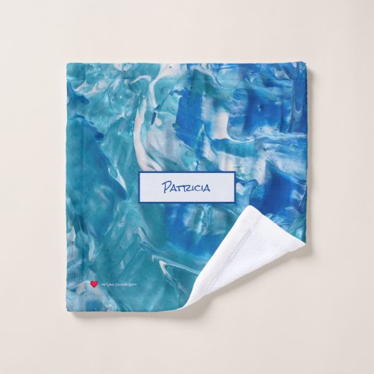 Blauw Blauwgroen wit Abstract  Washandje (Wasdoekje)