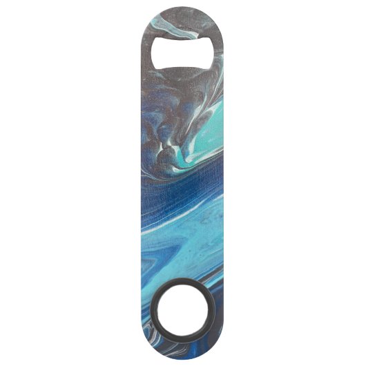 Blauw Blauwgroen Wit Roestvrijstalen Flesopener Speed Flessenopener (Voorkant)